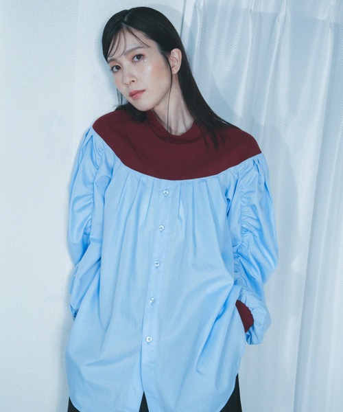 Nora Lily（ノラリリー）の「【Nora Lily】「elle」Kitting Blocking Hi-Neck Blouse（シャツ/ブラウス・レディース・ブラック×ブラック/グレー×ホワイト/レッド系その他・FREE）」の17枚目の写真