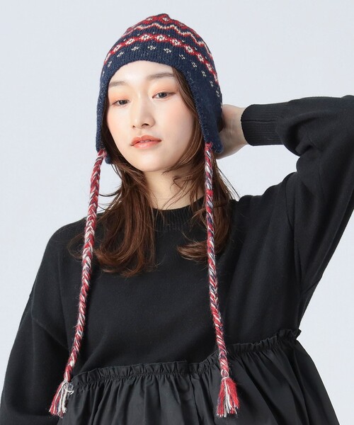 BEAMS HEART(ビームスハート)の「ノルディック イヤー ワッチキャップ(ニットキャップ/ビーニー・レディース・チャコールグレー/グレー/ホワイト系その他5/ネイビー・ONE SIZE)」の4枚目の写真