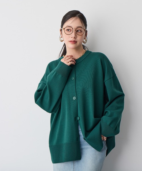 セール】【anyfee】スウェットライクニットカーディガン《大きいサイズ