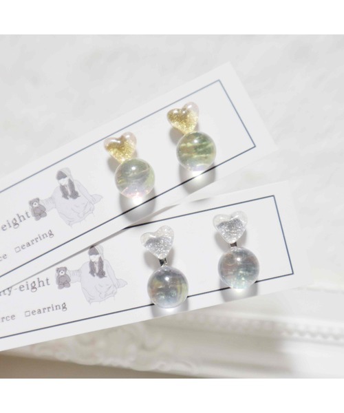 tone（トーン）の「【88eighty-eight】ハートクリアボールミニピアス【import】(MA)（ピアス（両耳用）・レディース・シルバー/ゴールド・FREE）」の3枚目の写真