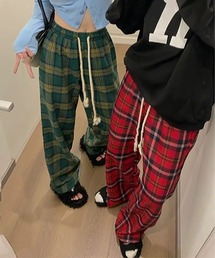 /チェックワイドパンツ