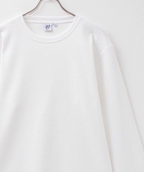 NAVY(ネイビー)の「NAVYFIT ストレッチワッフル長袖Tシャツ(Tシャツ/カットソー・メンズ・ホワイト/ブラック・S/XL/L/M)」の1枚目の写真