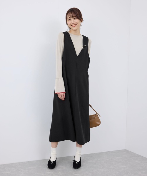 ROPE' PICNIC（ロペピクニック）の「前後2WAY/ジャージメルトンワンピース（ワンピース・レディース・ブラック/ダークブラウン/グレー・38/36）」の5枚目の写真