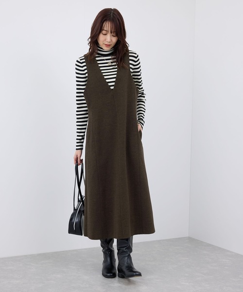 ROPE' PICNIC（ロペピクニック）の「前後2WAY/ジャージメルトンワンピース（ワンピース・レディース・ブラック/ダークブラウン/グレー・38/36）」の16枚目の写真