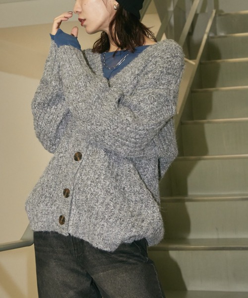 Auntie Rosa Holiday(アンティローザホリデー)の「ミックスニットオーバーサイズカーディガン(カーディガン/ボレロ・レディース・グレー/グリーン/アイボリー・FREE)」の15枚目の写真
