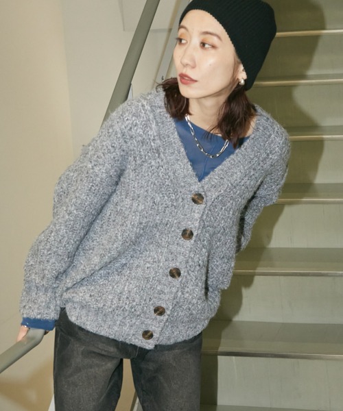 セール】ミックスニットオーバーサイズカーディガン（カーディガン