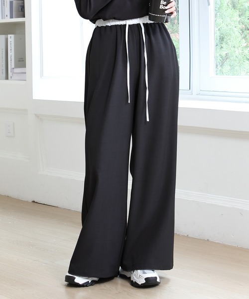 by LEGNA(バイレグナ)の「ダブルウエストワイドパンツ(その他パンツ・レディース・ブラック/杢グレー・レギュラー丈/ロング丈)」の2枚目の写真