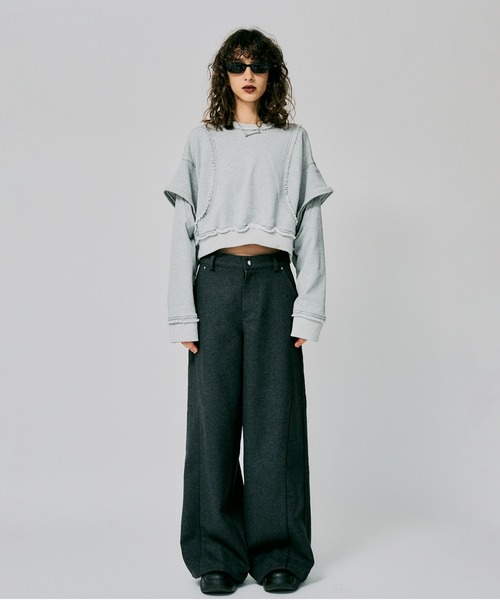 led.tokyo（レッドトウキョウ）の「【led.tokyo】ダメージステッチスウェット（スウェット・レディース・レッド/チャコールグレー/グレー・FREE）」の16枚目の写真