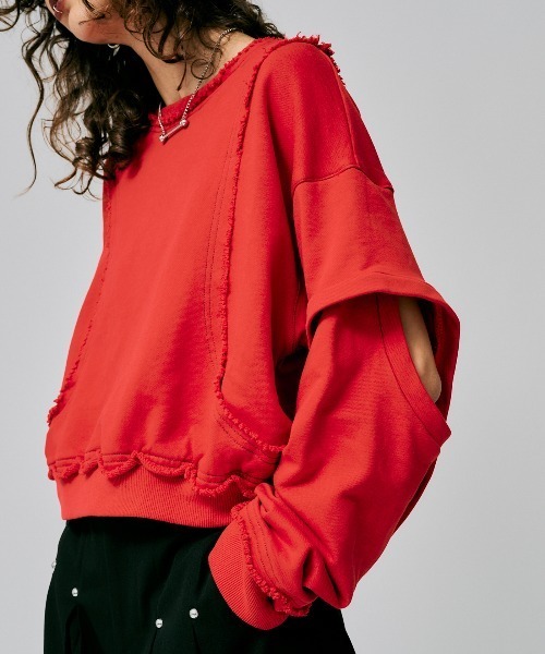 led.tokyo（レッドトウキョウ）の「【led.tokyo】ダメージステッチスウェット（スウェット・レディース・レッド/チャコールグレー/グレー・FREE）」の22枚目の写真