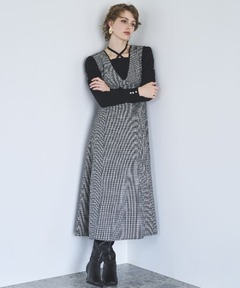 セール】【セットアイテム】リブニットセットレイヤードツイード