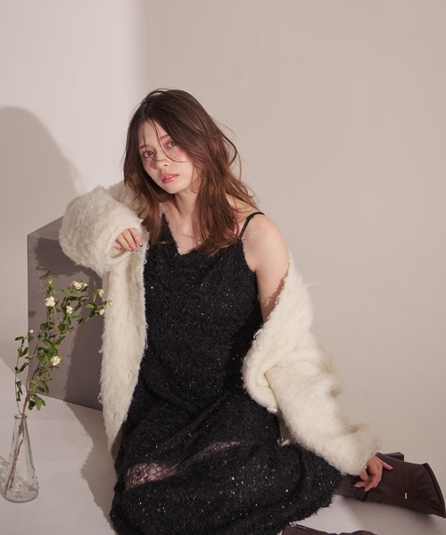 fupel(フぺル)の「Sequin lace switching cami onepiece / スパンコールレース切り替えキャミワンピース(ワンピース・レディース・ブラック・FREE)」の8枚目の写真
