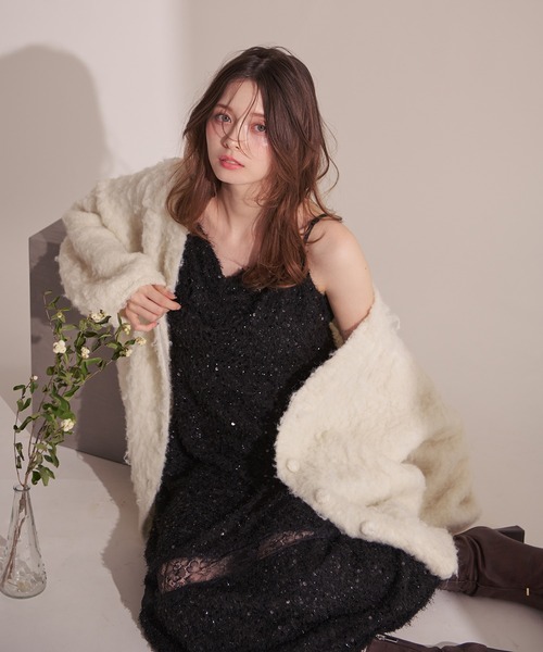 fupel(フぺル)の「Sequin lace switching cami onepiece / スパンコールレース切り替えキャミワンピース(ワンピース・レディース・ブラック・FREE)」の9枚目の写真