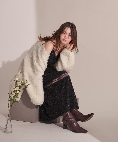 fupel(フぺル)の「Sequin lace switching cami onepiece / スパンコールレース切り替えキャミワンピース(ワンピース・レディース・ブラック・FREE)」の3枚目の写真