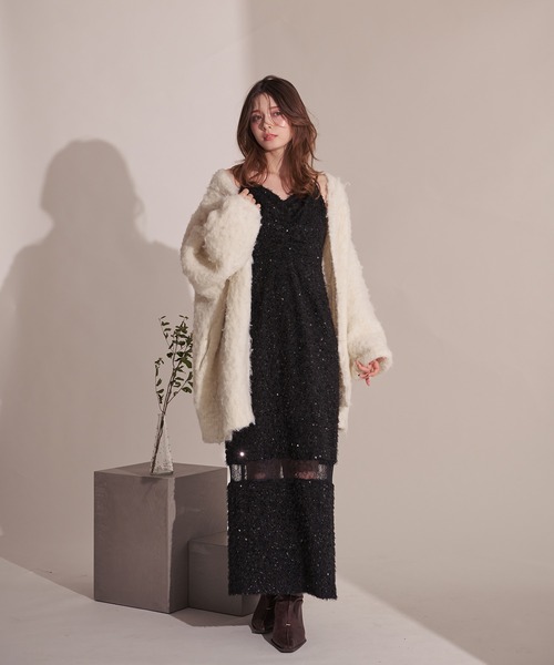 fupel(フぺル)の「Sequin lace switching cami onepiece / スパンコールレース切り替えキャミワンピース(ワンピース・レディース・ブラック・FREE)」の10枚目の写真