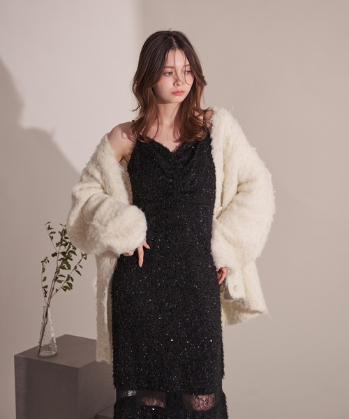 fupel(フぺル)の「Sequin lace switching cami onepiece / スパンコールレース切り替えキャミワンピース(ワンピース・レディース・ブラック・FREE)」の12枚目の写真