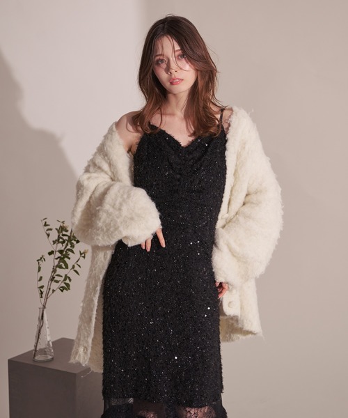 fupel(フぺル)の「Sequin lace switching cami onepiece / スパンコールレース切り替えキャミワンピース(ワンピース・レディース・ブラック・FREE)」の13枚目の写真