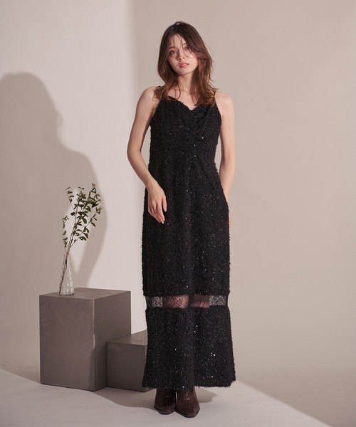 fupel(フぺル)の「Sequin lace switching cami onepiece / スパンコールレース切り替えキャミワンピース(ワンピース・レディース・ブラック・FREE)」の14枚目の写真