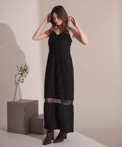 fupel(フぺル)の「Sequin lace switching cami onepiece / スパンコールレース切り替えキャミワンピース(ワンピース・レディース・ブラック・FREE)」の15枚目の写真