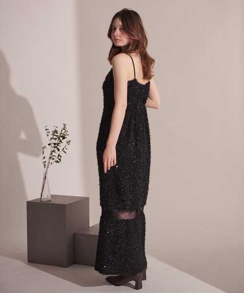 fupel(フぺル)の「Sequin lace switching cami onepiece / スパンコールレース切り替えキャミワンピース(ワンピース・レディース・ブラック・FREE)」の16枚目の写真