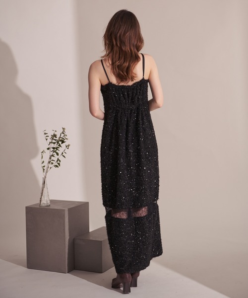 fupel(フぺル)の「Sequin lace switching cami onepiece / スパンコールレース切り替えキャミワンピース(ワンピース・レディース・ブラック・FREE)」の17枚目の写真