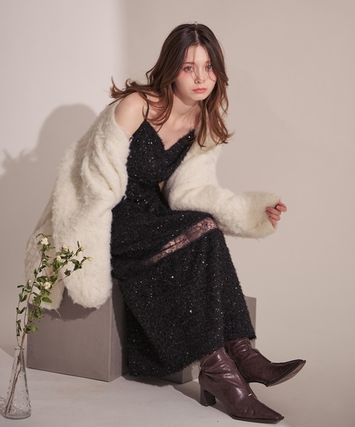 fupel(フぺル)の「Sequin lace switching cami onepiece / スパンコールレース切り替えキャミワンピース(ワンピース・レディース・ブラック・FREE)」の20枚目の写真