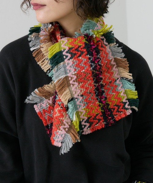 ear PAPILLONNER（イアパピヨネ）の「【P.CORNILLON（ピーコルニオン)】ミックス柄ストール（ストール/ショール・レディース・ベージュ/オレンジ・FREE）」の10枚目の写真