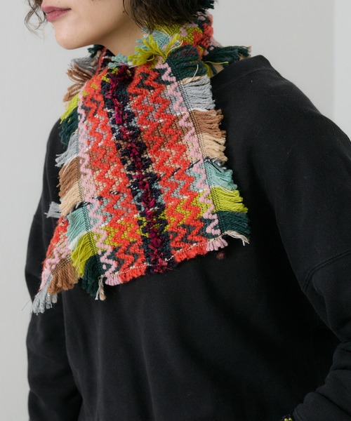 ear PAPILLONNER（イアパピヨネ）の「【P.CORNILLON（ピーコルニオン)】ミックス柄ストール（ストール/ショール・レディース・ベージュ/オレンジ・FREE）」の11枚目の写真