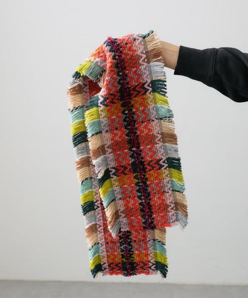 ear PAPILLONNER（イアパピヨネ）の「【P.CORNILLON（ピーコルニオン)】ミックス柄ストール（ストール/ショール・レディース・ベージュ/オレンジ・FREE）」の12枚目の写真