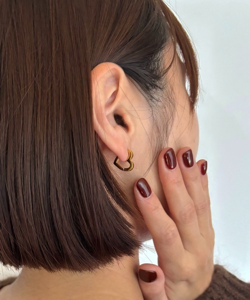 Diliraba(ディリラバ)の「【Diliraba】ステンレス ハートフープピアスセット(ピアス(両耳用)・レディース・ゴールド/シルバー/ピンクゴールド・FREE)」の1枚目の写真