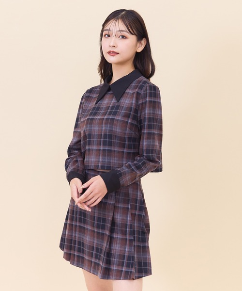 REDYAZEL(レディアゼル)の「【セットアップ可能】ネクタイチェックトップス(シャツ/ブラウス・レディース・オレンジ/ブルー/ネイビー・SMALL/MEDIUM)」の21枚目の写真