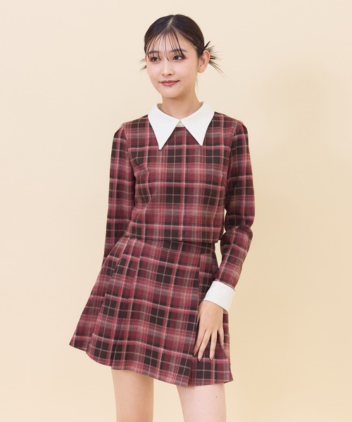 REDYAZEL(レディアゼル)の「【セットアップ可能】ネクタイチェックトップス(シャツ/ブラウス・レディース・オレンジ/ブルー/ネイビー・SMALL/MEDIUM)」の17枚目の写真