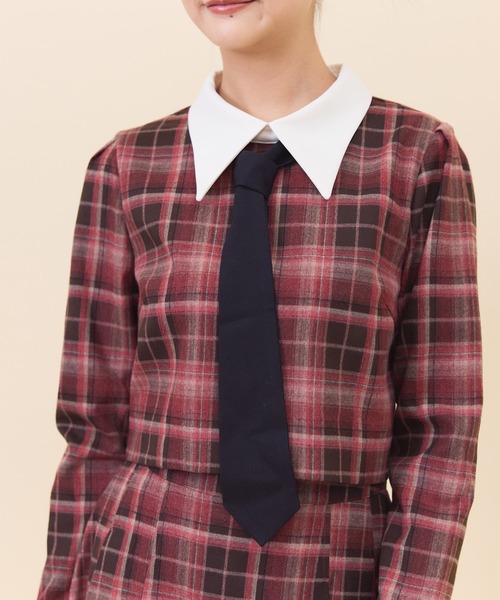 REDYAZEL(レディアゼル)の「【セットアップ可能】ネクタイチェックトップス(シャツ/ブラウス・レディース・オレンジ/ブルー/ネイビー・SMALL/MEDIUM)」の20枚目の写真