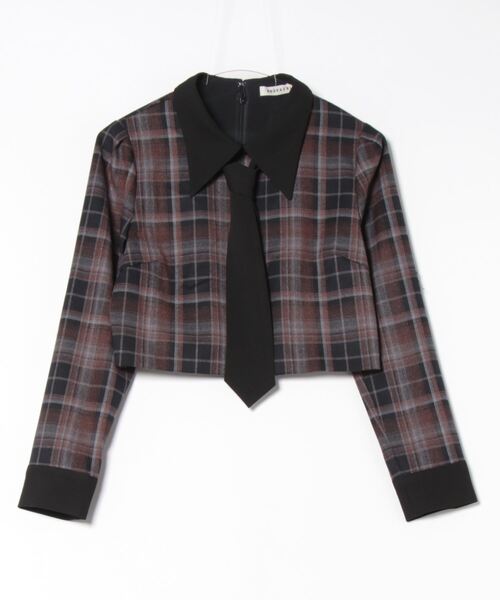 REDYAZEL(レディアゼル)の「【セットアップ可能】ネクタイチェックトップス(シャツ/ブラウス・レディース・オレンジ/ブルー/ネイビー・SMALL/MEDIUM)」の5枚目の写真