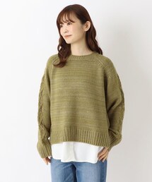 ロービングヤーン布帛切替コンビニットプルオーバー