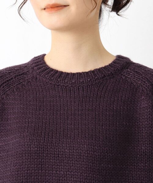 one'sterrace（ワンズテラス）の「ロービングヤーン布帛切替コンビニットプルオーバー（ニット/セーター・レディース・パープル系2/グレー系4/カーキ系5・02）」の7枚目の写真