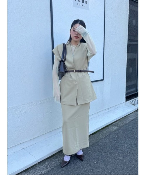 titivate(ティティベイト)の「ダブルウエストデザインタイトスカート(スカート・レディース・ブラック/ベージュ/ブラウン/ブルー系その他・SP/L/M/S)」の12枚目の写真