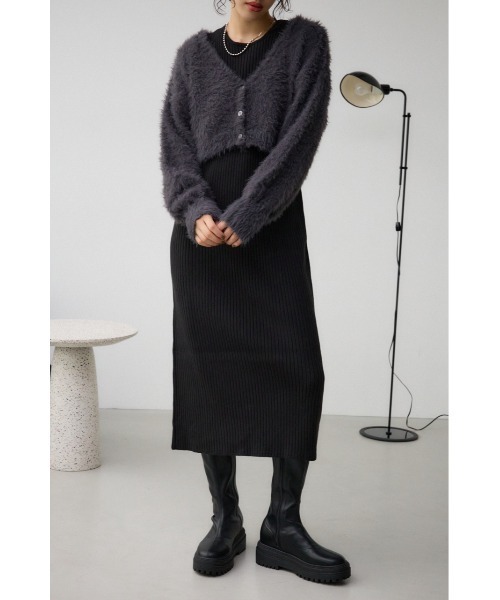 AZUL by moussy(アズールバイマウジー)の「シャギーセットニットワンピース(ワンピース・レディース・アイボリー/ブラック・SMALL/MEDIUM)」の2枚目の写真