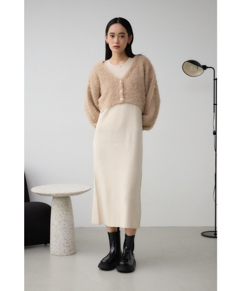 AZUL by moussy(アズールバイマウジー)の「シャギーセットニットワンピース(ワンピース・レディース・アイボリー/ブラック・SMALL/MEDIUM)」の4枚目の写真