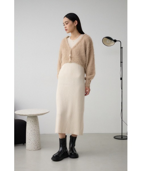 AZUL by moussy(アズールバイマウジー)の「シャギーセットニットワンピース(ワンピース・レディース・アイボリー/ブラック・SMALL/MEDIUM)」の5枚目の写真