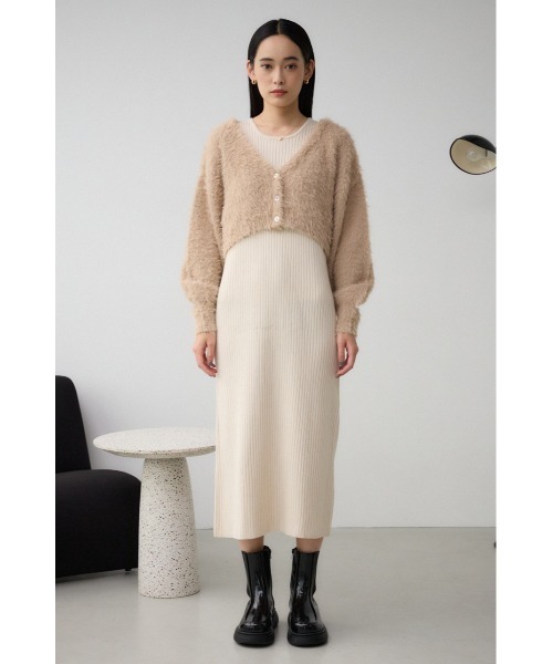 AZUL by moussy(アズールバイマウジー)の「シャギーセットニットワンピース(ワンピース・レディース・アイボリー/ブラック・SMALL/MEDIUM)」の6枚目の写真