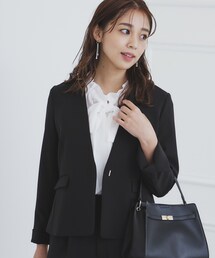 ◆《通勤/セットアップ対応》多機能ノーカラージャケット【洗濯機洗い可/防シワ/抗ピル/ストレッチ】