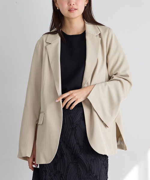 LAVEANGE（ラビアンジェ）の「2WAYスリットスリーブテーラードジャケット（テーラードジャケット・レディース・モカ/ベージュ系その他/ブラック・M/LL/4L/5L/3L）」の16枚目の写真