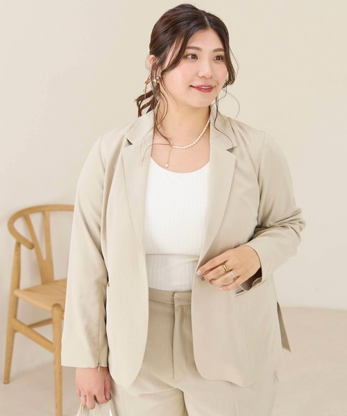 LAVEANGE（ラビアンジェ）の「2WAYスリットスリーブテーラードジャケット（テーラードジャケット・レディース・モカ/ベージュ系その他/ブラック・M/LL/4L/5L/3L）」の13枚目の写真