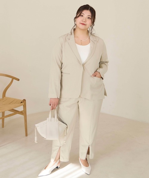 LAVEANGE（ラビアンジェ）の「2WAYスリットスリーブテーラードジャケット（テーラードジャケット・レディース・モカ/ベージュ系その他/ブラック・M/LL/4L/5L/3L）」の14枚目の写真