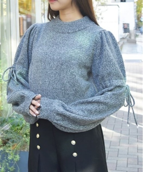 axes femme(アクシーズファム)の「ドロストリボンメランジニット(ニット/セーター・レディース・サックスブルー/グレー/ピンク・FREE)」の2枚目の写真