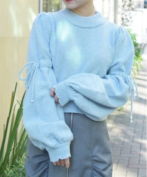 axes femme(アクシーズファム)の「ドロストリボンメランジニット(ニット/セーター・レディース・サックスブルー/グレー/ピンク・FREE)」の11枚目の写真