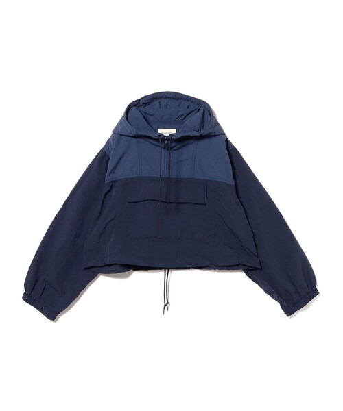 BEAMS BOY ビームスボーイ 25SS 2トーンアノラック 13-18-0378-120 ONE SIZE NAVY ナイロン パーカー トップス【中古】【BEAMS BOY】 BEAMS BOY（ビームスボーイ）の「2トーン アノラック（ブルゾン）」 - WEAR
