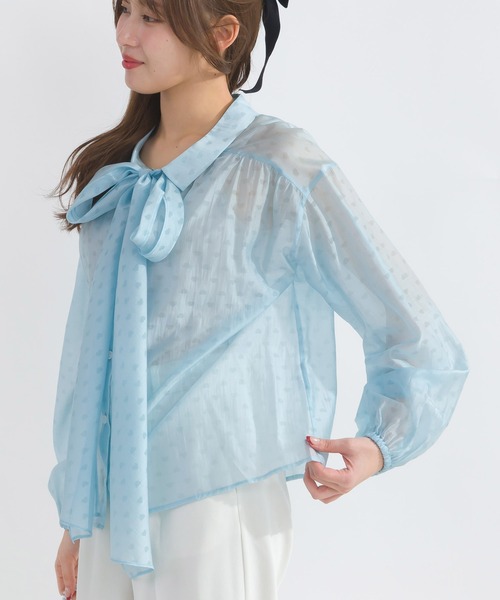 PICCIN(ピッチン)の「2wayシアーリボンブラウス(シャツ/ブラウス・レディース・サックスブルー/ブラック/オフホワイト・M)」の22枚目の写真