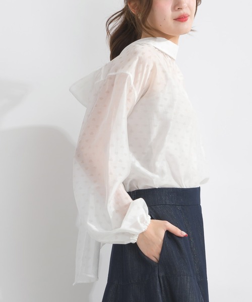 PICCIN(ピッチン)の「2wayシアーリボンブラウス(シャツ/ブラウス・レディース・サックスブルー/ブラック/オフホワイト・M)」の7枚目の写真