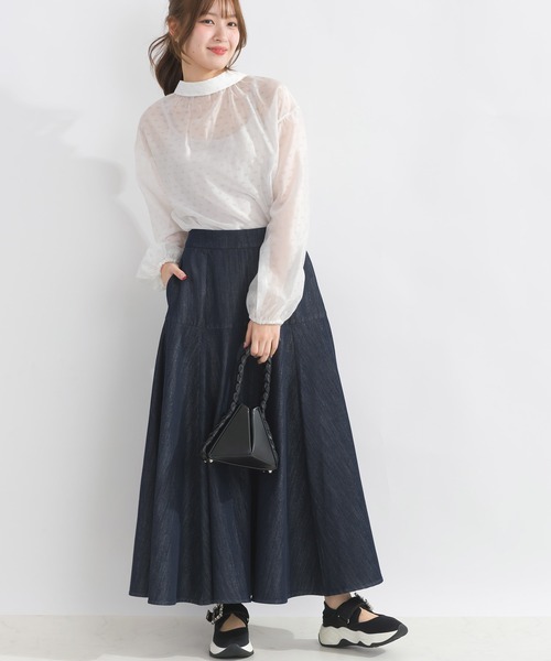 PICCIN(ピッチン)の「2wayシアーリボンブラウス(シャツ/ブラウス・レディース・サックスブルー/ブラック/オフホワイト・M)」の9枚目の写真